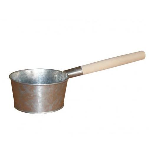 Bucket 1.5 l galvanized with wooden handle